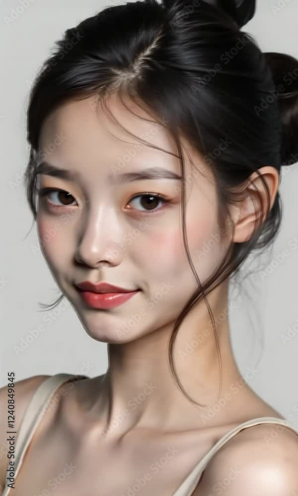 close up face portrait of young pretty Asian woman with clean clear skin, skincare and well-being concept close up face portrait of young pretty Asian woman with clean clear skin, skincare and well-being concept