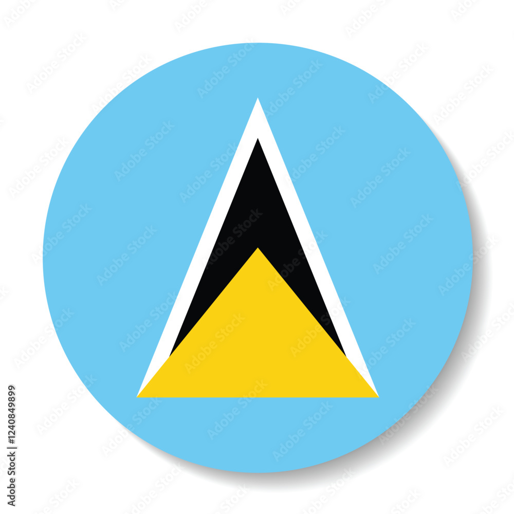 Flag of Saint Lucia. Button flag icon. Standard color. Circle icon flag. 3d illustration. Computer illustration. Digital illustration. Vector illustration.