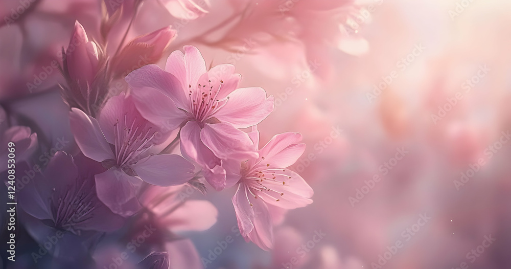 A close-up of delicate pink cherry blossoms against a soft background, creating an ethereal and dreamy atmosphere. A close-up of delicate pink cherry blossoms against a soft background, creating an ethereal and dreamy atmosphere.