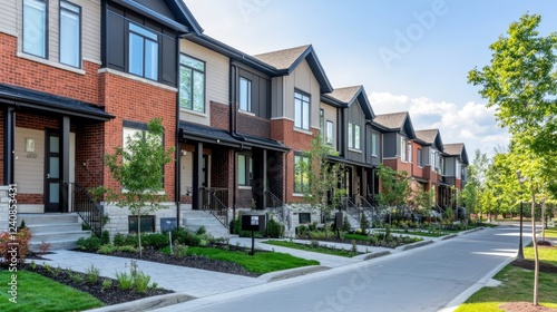 Close-up of a contemporary townhouse with a sleek exterior and premium finishes, representing investment opportunities