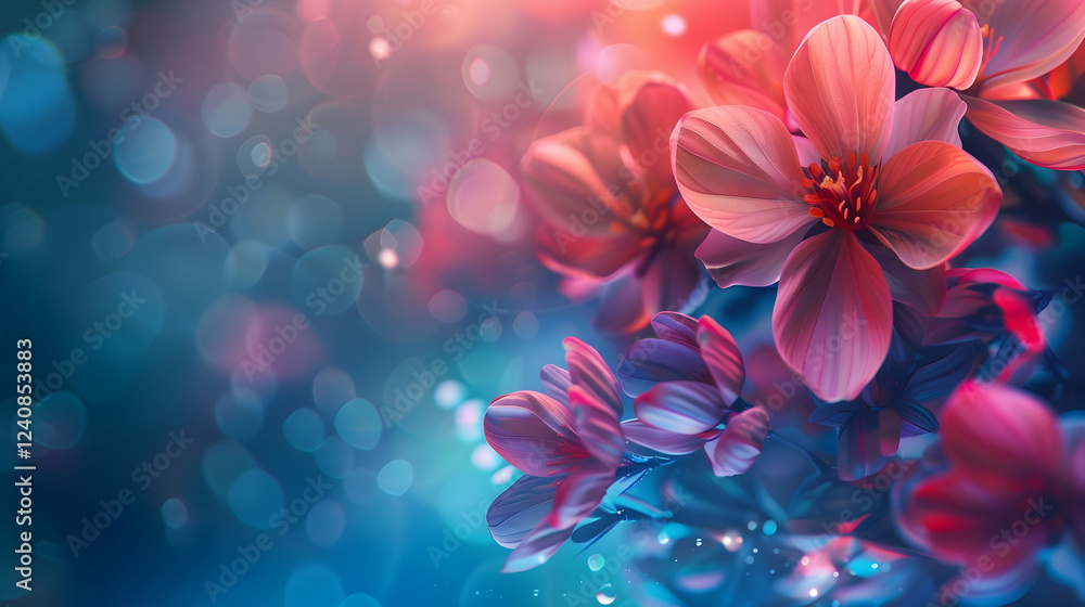 Vibrant close-up of colorful flowers with a dreamy bokeh background, ideal for nature-themed designs Vibrant close-up of colorful flowers with a dreamy bokeh background, ideal for nature-themed designs