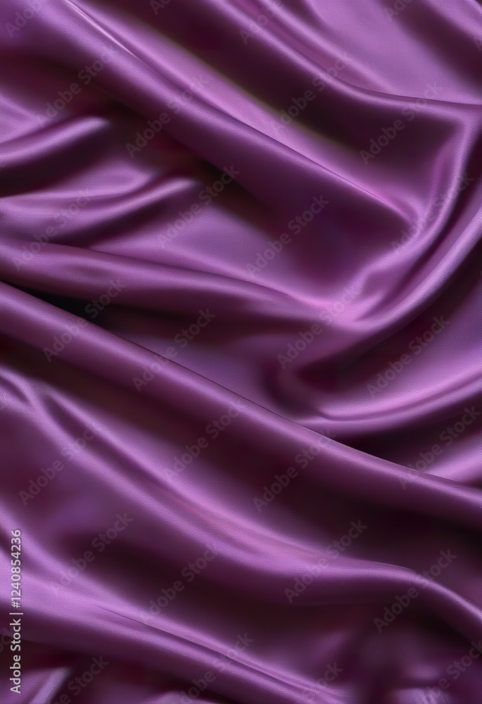 Luxurious Purple Silk Fabric Drapery, Soft Texture, Elegant Waves, Rich Color, Smooth Surface, Deep Luxurious Purple Silk Fabric Drapery, Soft Texture, Elegant Waves, Rich Color, Smooth Surface, Deep