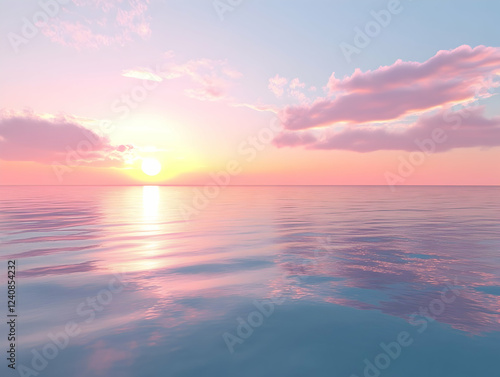 Beautiful sunset over calm waters reflecting pastel colors in the sky
