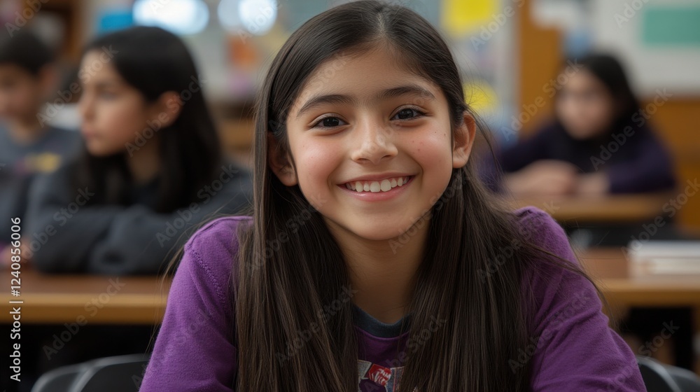 Happy Student in Classroom Candid Moment
