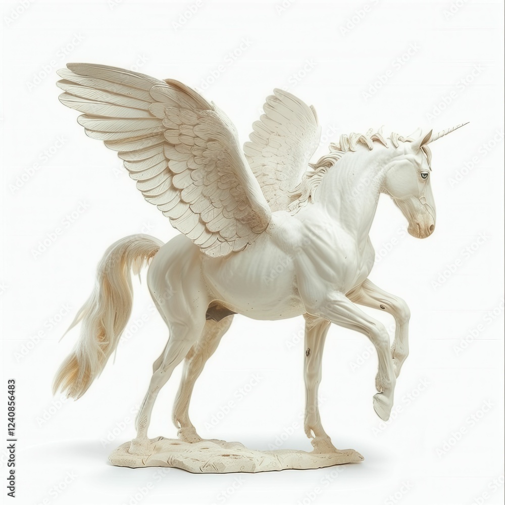 Majestic winged unicorn sculpture in white. Majestic winged unicorn sculpture in white.