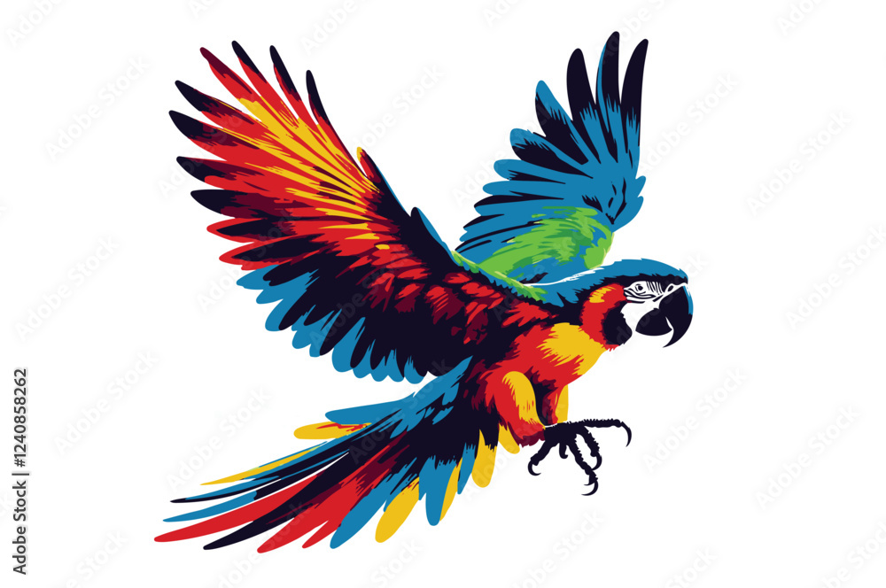 Obraz premium Colorful Parrot in Flight