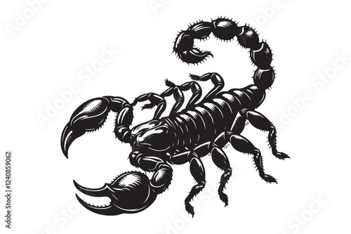 Detailed Black and White Scorpion Illustration