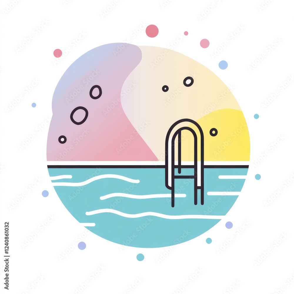 Sunset pool ladder, summer swim, relaxing vacation Sunset pool ladder, summer swim, relaxing vacation