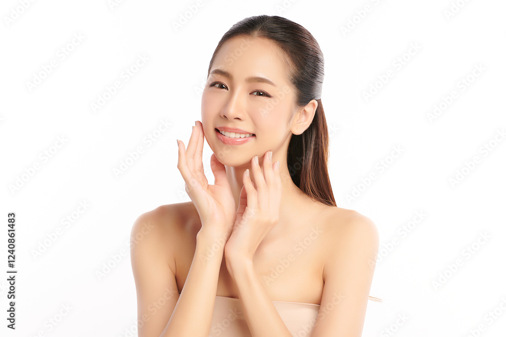 Beautiful young asian woman with clean fresh skin on white background, Face care, Facial treatment, Cosmetology, beauty and spa, Asian women portrait. Beautiful young asian woman with clean fresh skin on white background, Face care, Facial treatment, Cosmetology, beauty and spa, Asian women portrait.