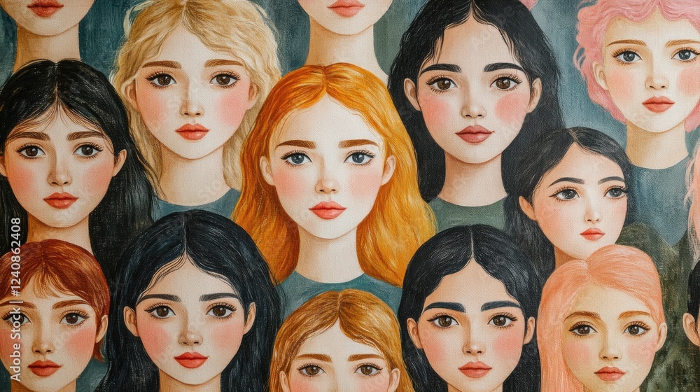Diverse Portraits of Young Women with Unique Hairstyles and Features Diverse Portraits of Young Women with Unique Hairstyles and Features