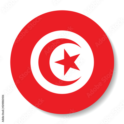 Free Download The flag of Tunisia. Button flag icon. Standard color. Circle icon flag. 3d illustration. Computer illustration. Digital illustration. Vector illustration. - GFXLoad
