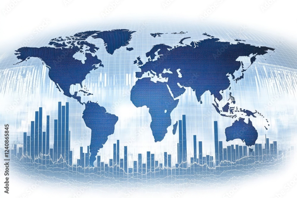 A detailed illustration of a world map with stylized waves emanating from it A detailed illustration of a world map with stylized waves emanating from it