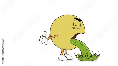 Emoji vomiting. Cartoon animation .