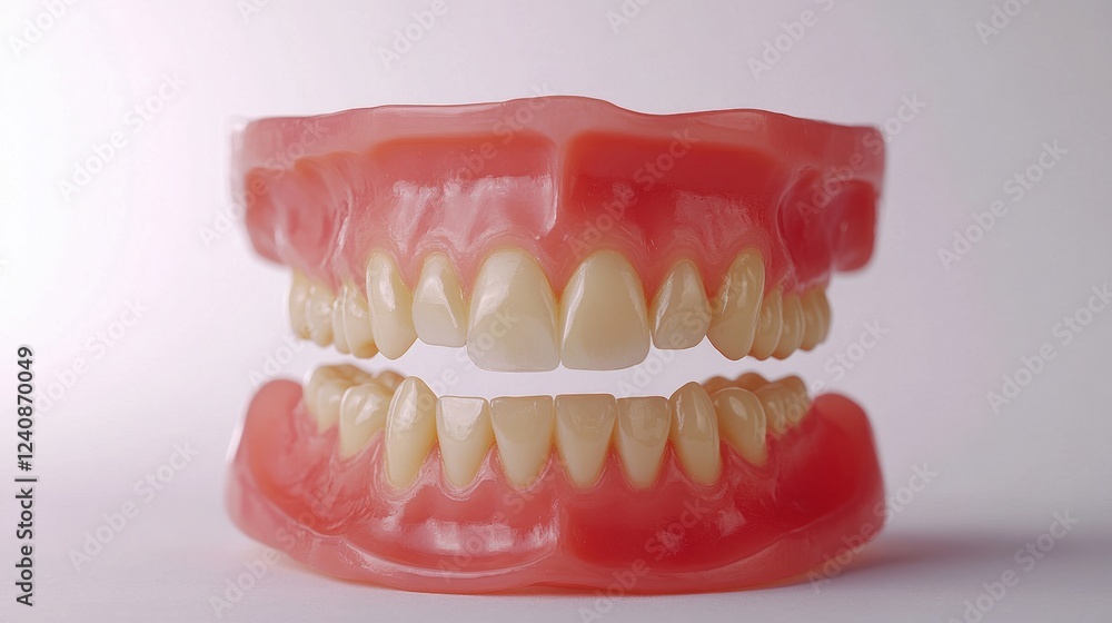Realistic Dental Model Showing Upper and Lower Teeth in Close-Up View Realistic Dental Model Showing Upper and Lower Teeth in Close-Up View