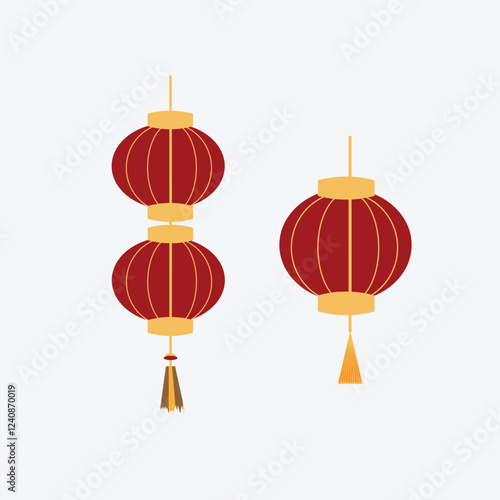 Chinese style lantern vector art illustration