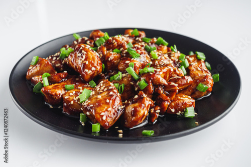 delicious juicy Japanese teriyaki chicken on a white background