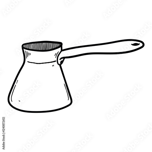 Hand drawn doodle cezve turkish coffee pot on white background.