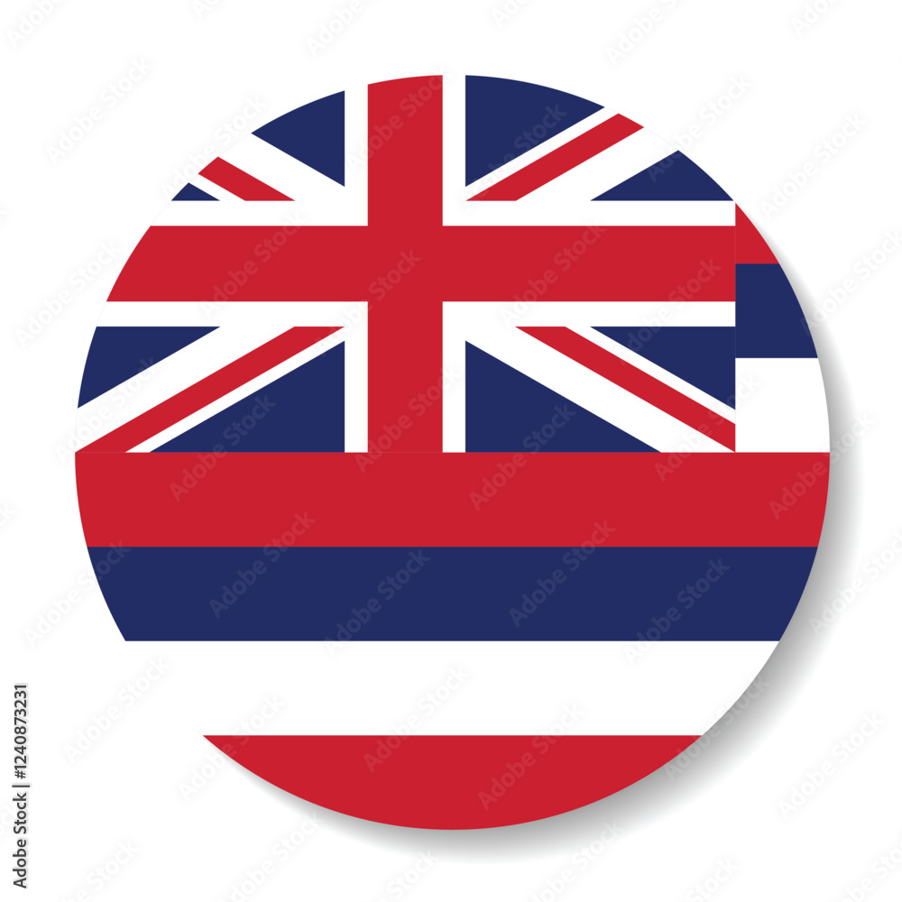 Obraz premium Hawaii flag. Hawaii circle flag logo icon computer vector illustration design