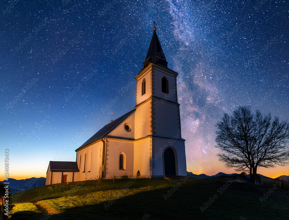 Fototapeta premium Generated image ライトアップした教会