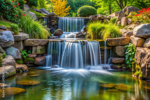 A Small Waterfall Cascading into a Pond