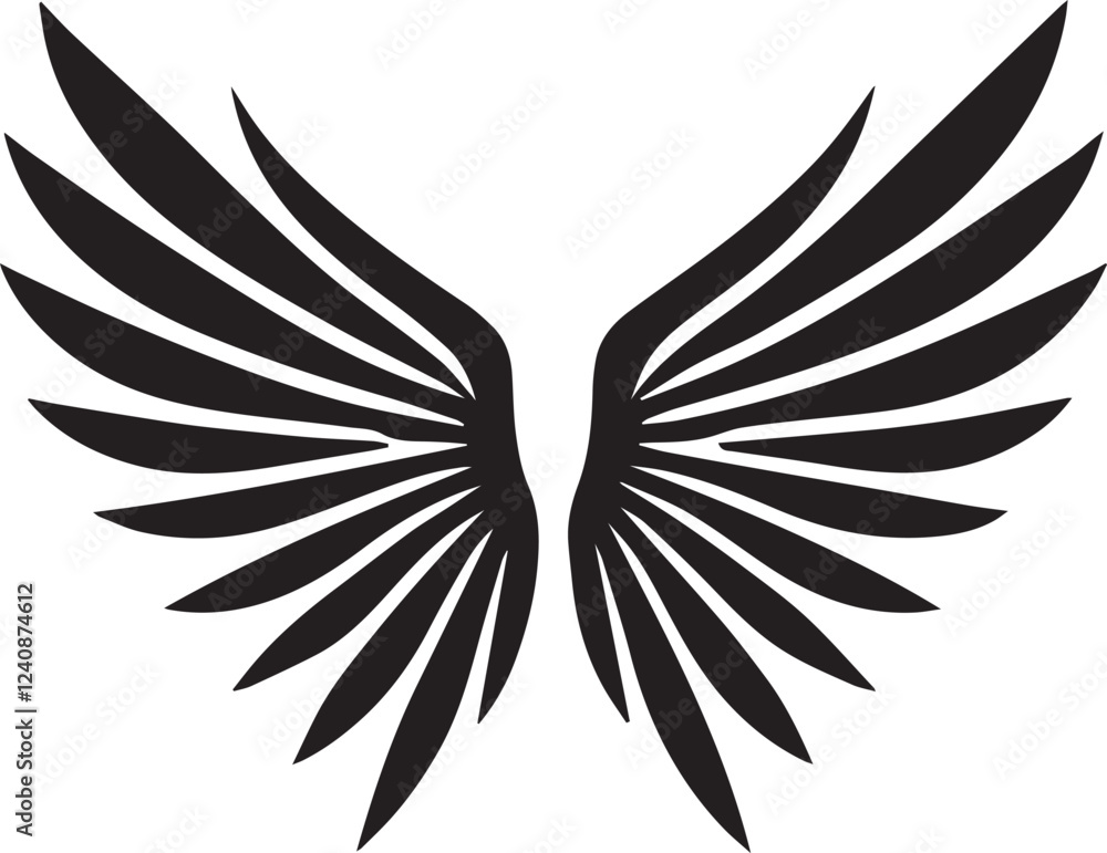 Fototapeta premium Bold High-Contrast Black Silhouette of Symmetrical Wings Vector