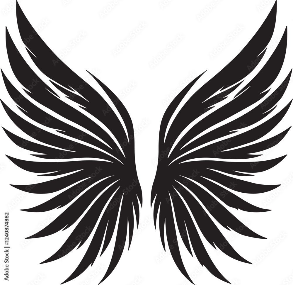 Fototapeta premium Bold High-Contrast Black Silhouette of Symmetrical Wings Vector