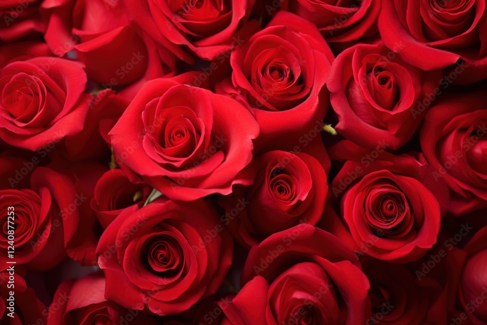 Lush Arrangement of Vibrant Red Roses Displaying Diverse Petal Textures and Shades for Romantic Occasions or Floral Artistry Lush Arrangement of Vibrant Red Roses Displaying Diverse Petal Textures and Shades for Romantic Occasions or Floral Artistry