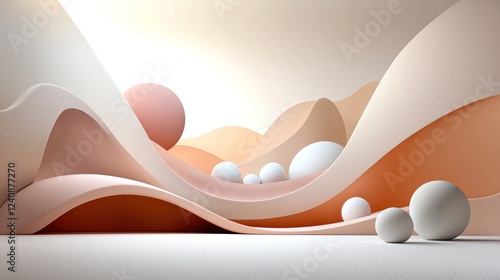 Abstract Pastel Landscape with Smooth Organic Shapes