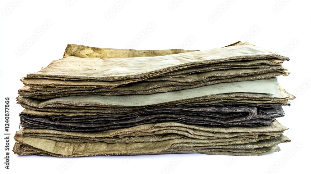 Stack of ancient, weathered scrolls on a white isolated background. Stack of ancient, weathered scrolls on a white isolated background.