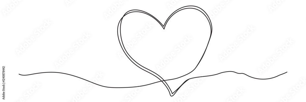 Fototapeta premium Heart line art decorative element, elegant, valentine banner design.