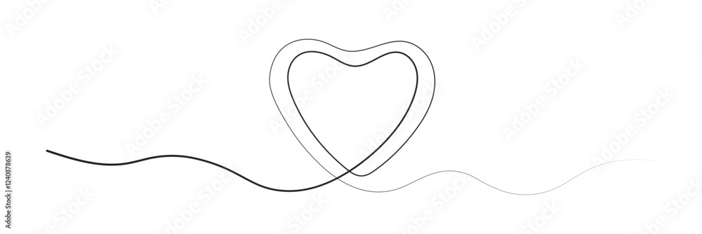 Fototapeta premium Heart icon hand drawn. Heart continuous line drawing. one line art sketch heart. Symbol love.