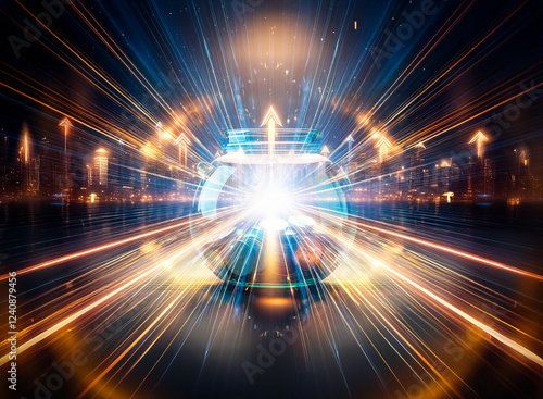 A glass jar, illuminated from above, sits on a dark surface. Inside, a small collection of coins glistens. The scene evokes feelings of saving and financial security.