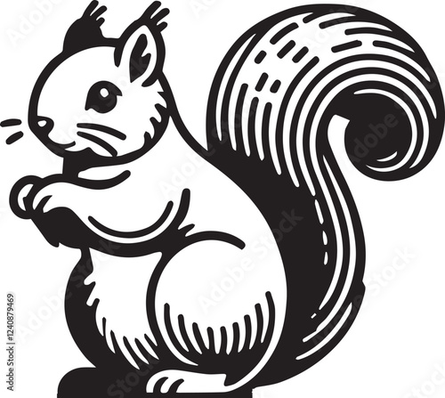 Squirrel vector in black and white