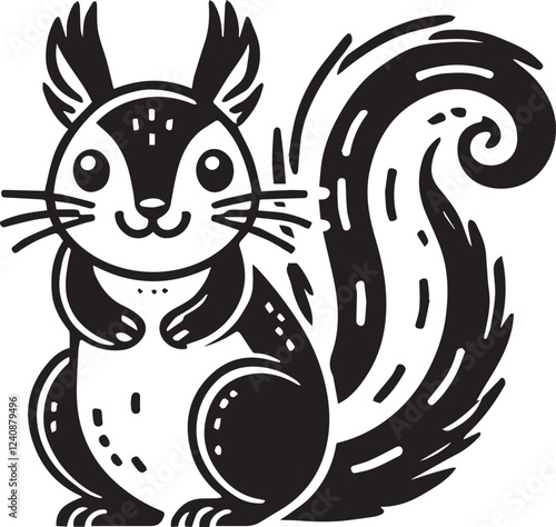 Squirrel vector in black and white