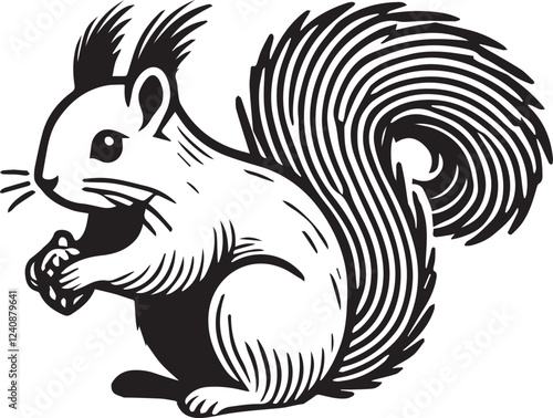 Squirrel vector in black and white