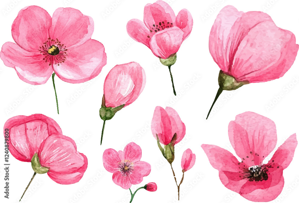 Fototapeta premium seamless pattern with pink flowers