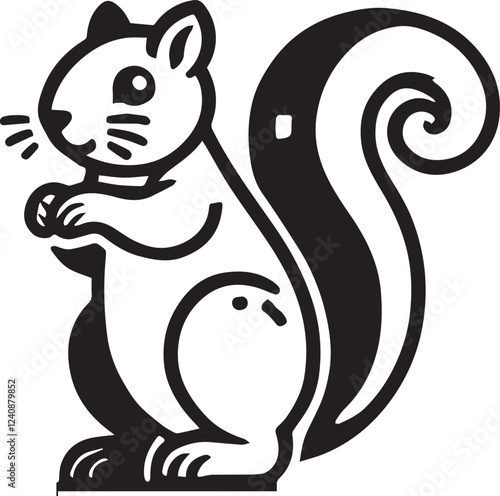 Squirrel vector in black and white