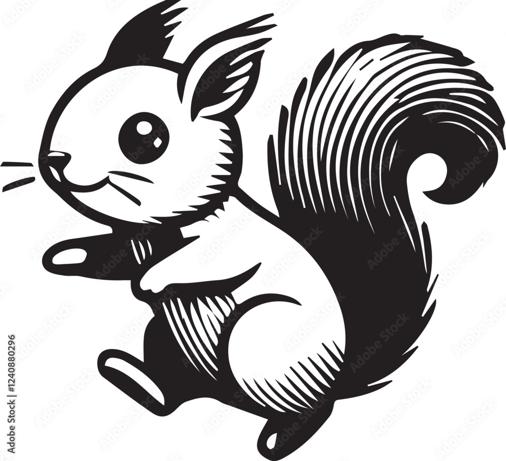 Squirrel vector in black and white Squirrel vector in black and white