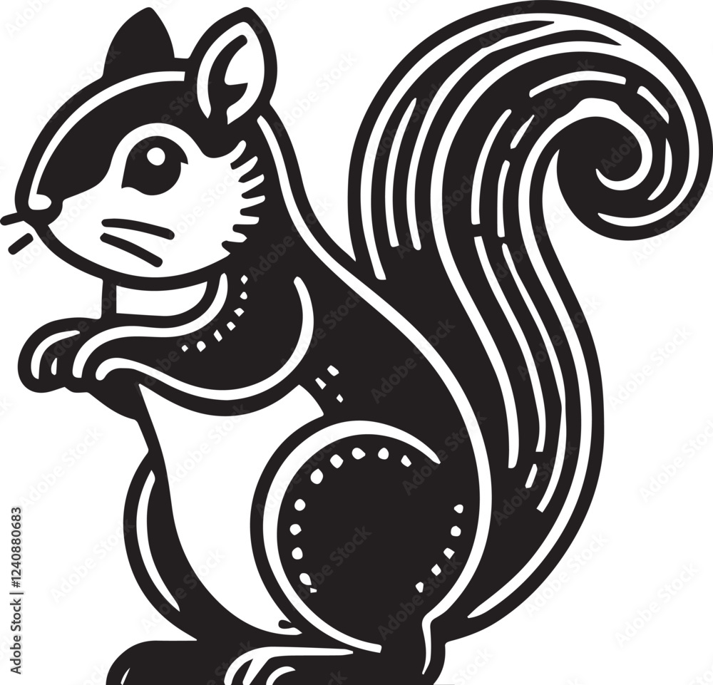 Squirrel vector in black and white Squirrel vector in black and white