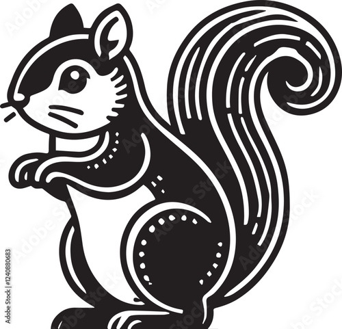 Squirrel vector in black and white