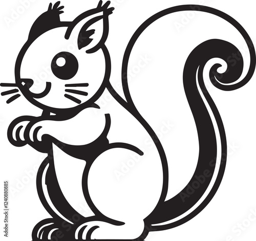 Squirrel vector in black and white