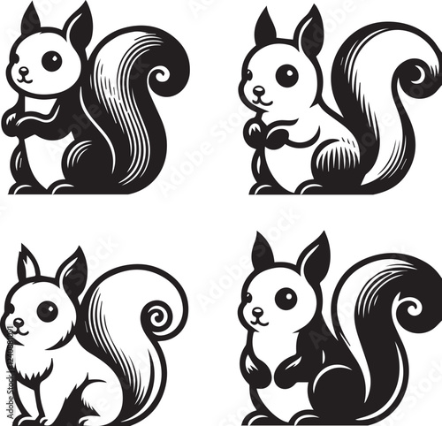 Squirrel vector in black and white
