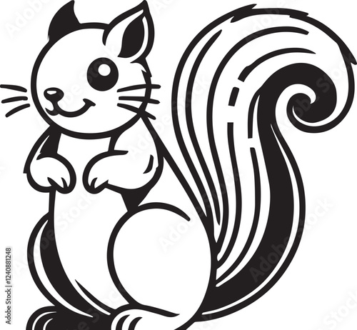 Squirrel vector in black and white