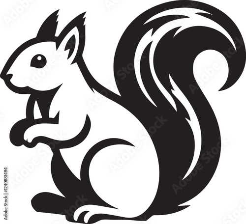 Squirrel vector in black and white