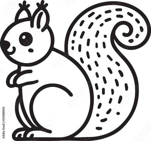 Squirrel vector in black and white