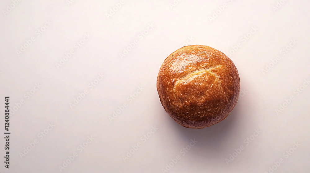 Single round bread roll on a white background Single round bread roll on a white background