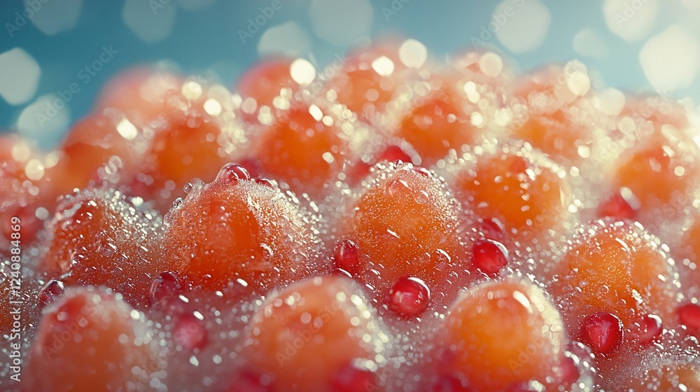 Sparkling Pomegranate Dessert, Close-up Sparkling Pomegranate Dessert, Close-up