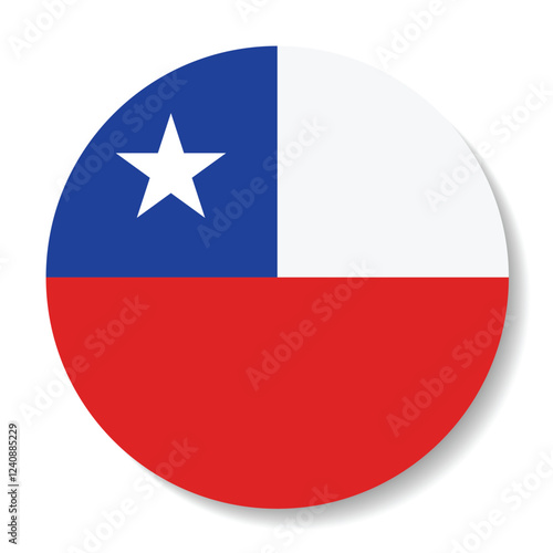 Flag of Chile. Flag icon. Standard color. Circle icon flag. Computer illustration. Digital illustration. Vector illustration.