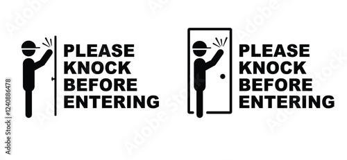 Cartoon please knock loudly, knock the door. Throb or knock the door loudly, before entering or knock and wait. Private, entering room