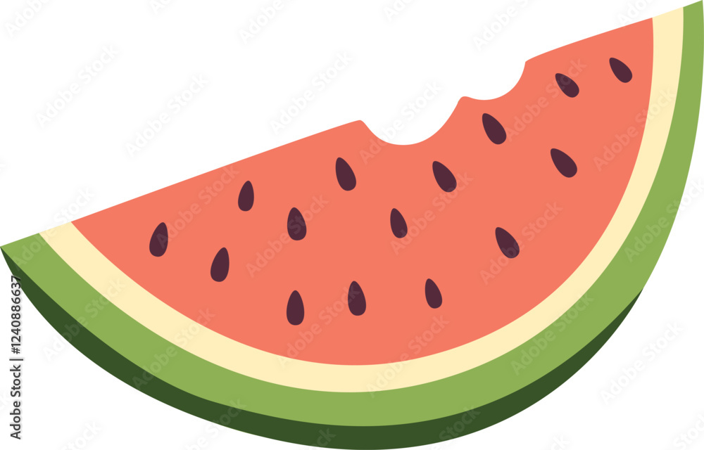 Slice of watermelon with seeds. Illustration of juicy fruit isolated on white. Slice of watermelon with seeds. Illustration of juicy fruit isolated on white.